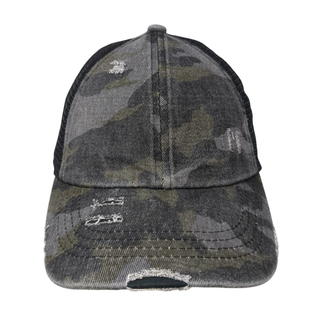 C.C Exclusives Strapback Trucker Hat Ponytail Camo One Size Adjustable